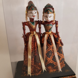 Wajang dolls in showcase