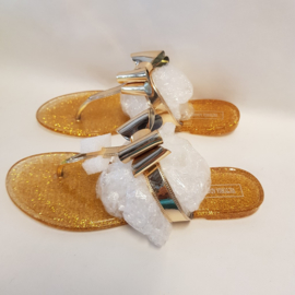 Flip flops gold color size 9