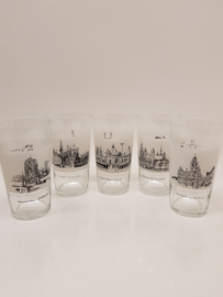 Vintage Cities glasses 5 pieces
