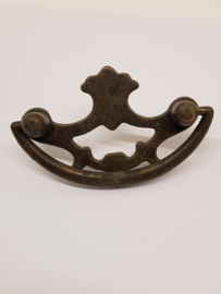 2 antique brass ornate drawer knobs with pendant
