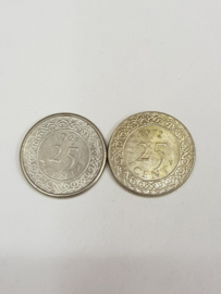Suriname 25 cents 1972 and 1985