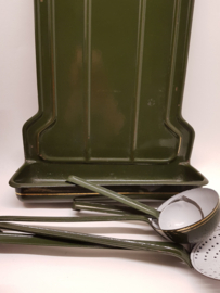 Spoon rack enamel green with gold trim