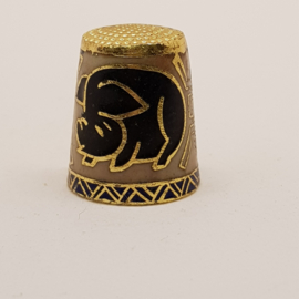 Antique Oriental thimble brass with enamel