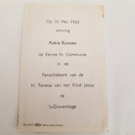 2 Gebetskarten 1. Kommunion 1965