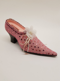 Rose Glitzerschuh als Sparschwein