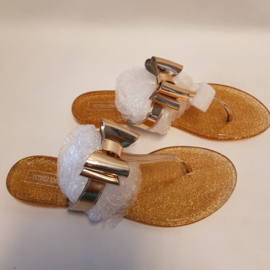 Flip flops gold color size 9