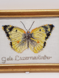 Stickerei Gelber Luzerner Schmetterling im Rahmen