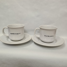 Ot en Sien 2 cups and saucers white