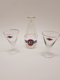 Martini-Dekanter aus Paris mit 2 Martine-Gläsern Jahrgänge
