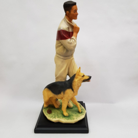 Vittorio Tessaro Goebel statue of a sporting lady with sheepdog