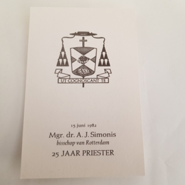 Angebotskarte 25 Jahre Priester Mgr.Dr.A.J.Simonis 1982