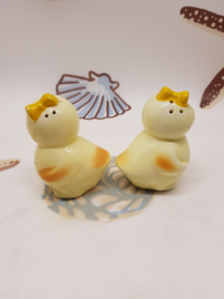 Chicks as salt and pepper shakers