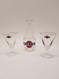 Martini karaf uit Parijs met 2 Martine glazen vintages
