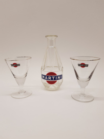 Martini decanter from Paris with 2 Martine glasses vintages