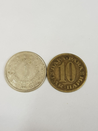 Joegoslavië 1 Dinar en 10 Para