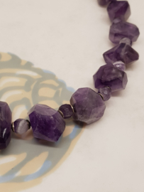 Amethystkette, grob, 49cm