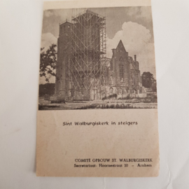 Bidprentje St.Walburgis kerk Arnhem in de steiger 1947