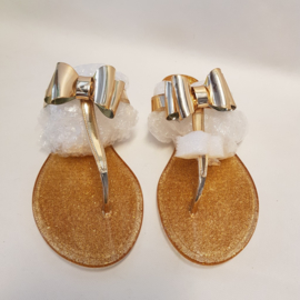 Flip flops gold color size 9