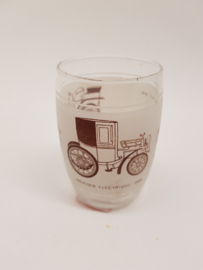 Vintage limonadeglaasje met oude auto's