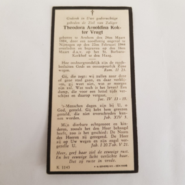 Prayer card Pieta from 1944