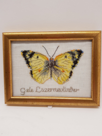 Embroidery Yellow Lucerne Butterfly in frame