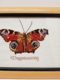 Embroidery Peacock eye butterfly in frame