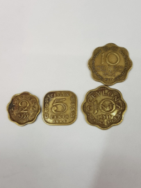 Ceylon 2,5 en 10 Cents 1955, 1941,1944 en 1971