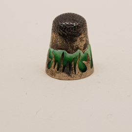 Antique thimble inlaid with enamel