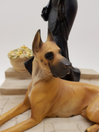 Vittorio Tessaro Dame mit einer Deutschen Dogge.