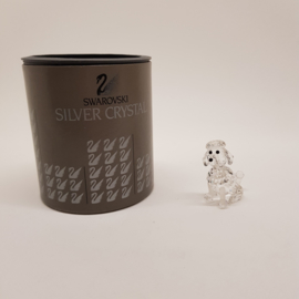 Swarovski Silber Kristallpudel sitzt mit Box