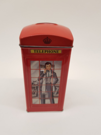 Bentley's telephone box tin piggy bank