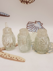 Vintage glazen 4-delige set peper en zout