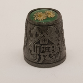 Thimble antique with porcelain flowers