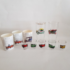 Lot of old cars glasses and cups