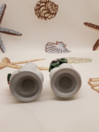 Salz- und Pfefferstreuervasen mit Blumen aus den 1960er Jahren