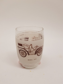 Vintage limonadeglaasje met oude auto's