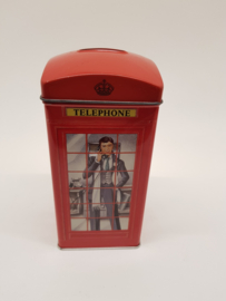 Bentley's telephone box tin piggy bank