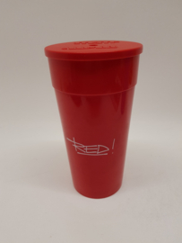 Vintage beker met deksel - Red