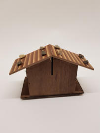 Sparkasse wooden hut as a piggy bank