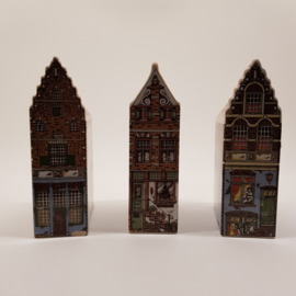 Polychrome houses handpainted 3 pieces