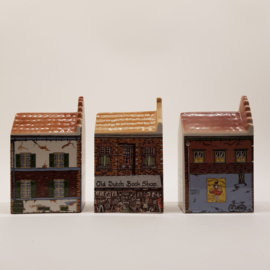 Polychrome houses handpainted 3 pieces