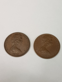 New Zealand 2 Cents 1973 en 1975