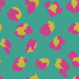 Hydrofiel gewatteerd bedrukt Luipaarden Turquoise