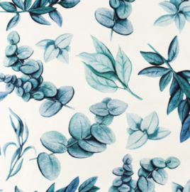Snoozy fabrics tricot digitaal Blue leaves design A