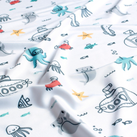 Swimwear Jersey digitaal bedrukt Dieren Optisch wit