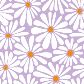 Badhanddoek stof digitaal bedrukt Bloemen Lila