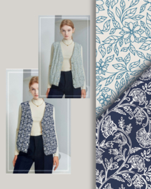 Hydrofiel gewatteerd bedrukt Bloemen Gebroken wit