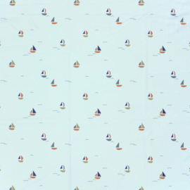 Swimwear Jersey digitaal bedrukt Zeilboten Lichtblauw