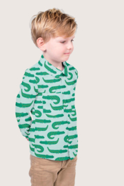 Katoen Poplin bedrukt Krokodillen Babyblauw