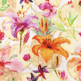 Snoozy fabrics hydrofiel Aquarel bloemen design B